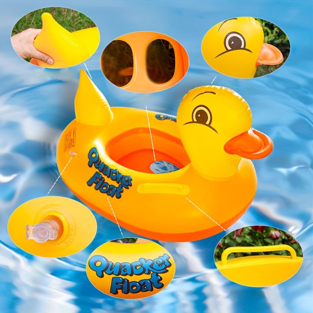 Pool Float Duck-Shaped Ring with Two Built-In Handles and One, Two or Four-Piece Pack Selections — image 10
