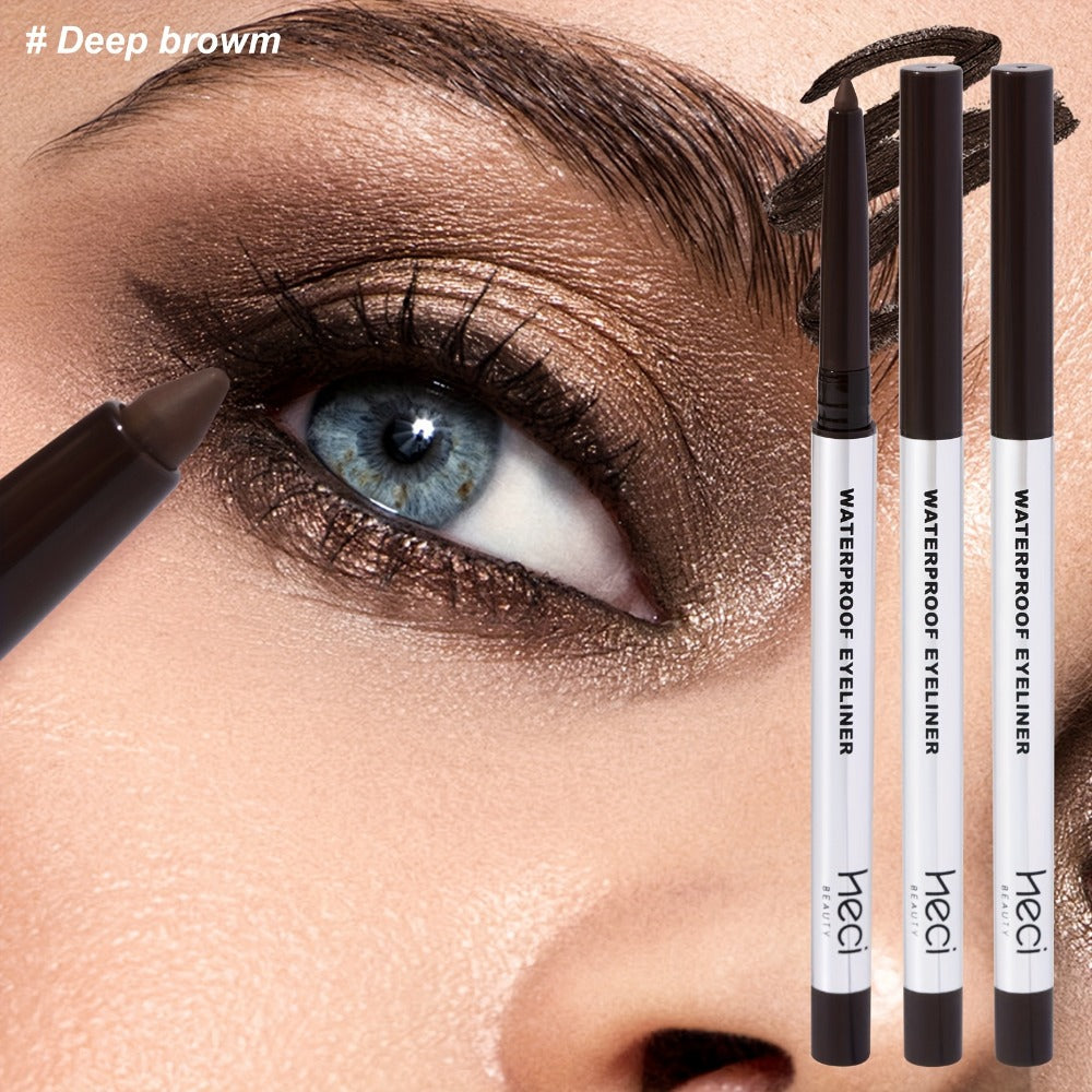 Quick-Dry Brown & Black Gel Eyeliner Pencil 3 Pack Waterproof Smudge-Proof, for Makeup, Travel and Everyday Vanity Use — imag