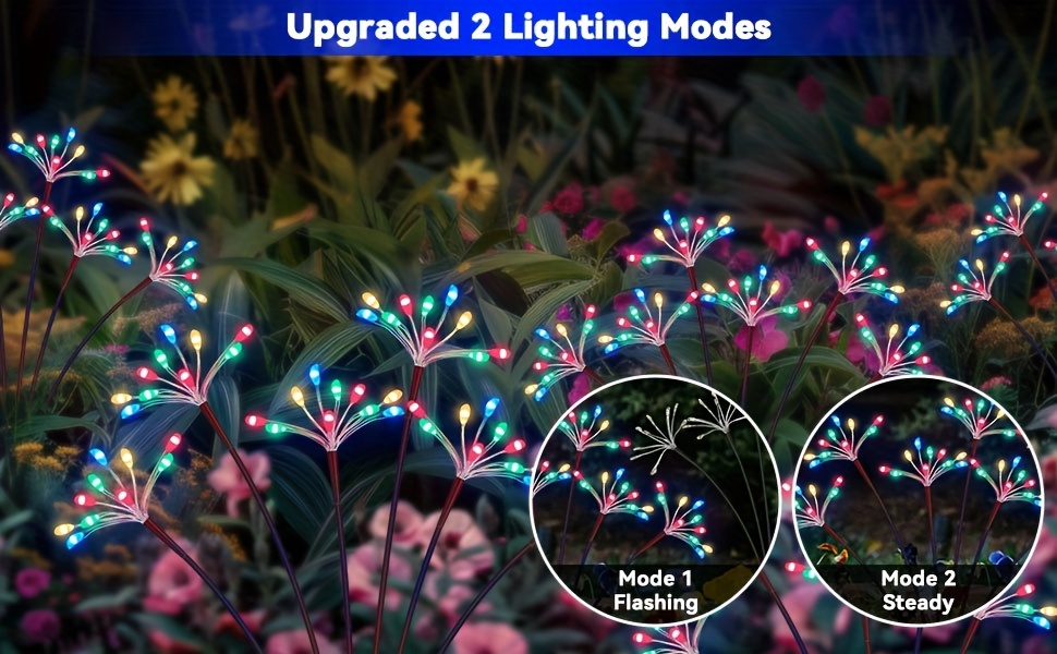 Solar Garden Lights 4-Pack Swaying Firework Stakes with Two Modes and Six Colors for Flowerbed Decor — image 17