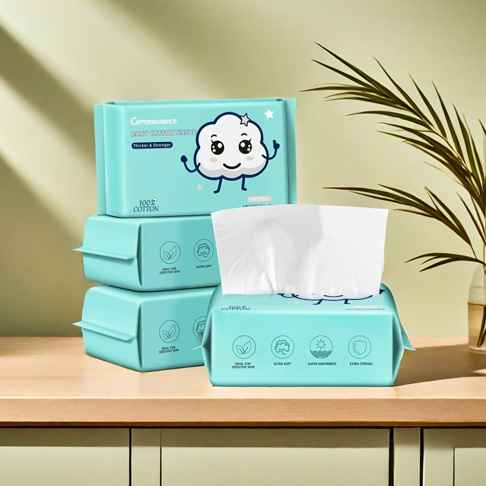 100% Cotton Disposable Face Towels Draw-Style Box 200 400 600 Count, for an Everyday Personal Care Routine — image 6