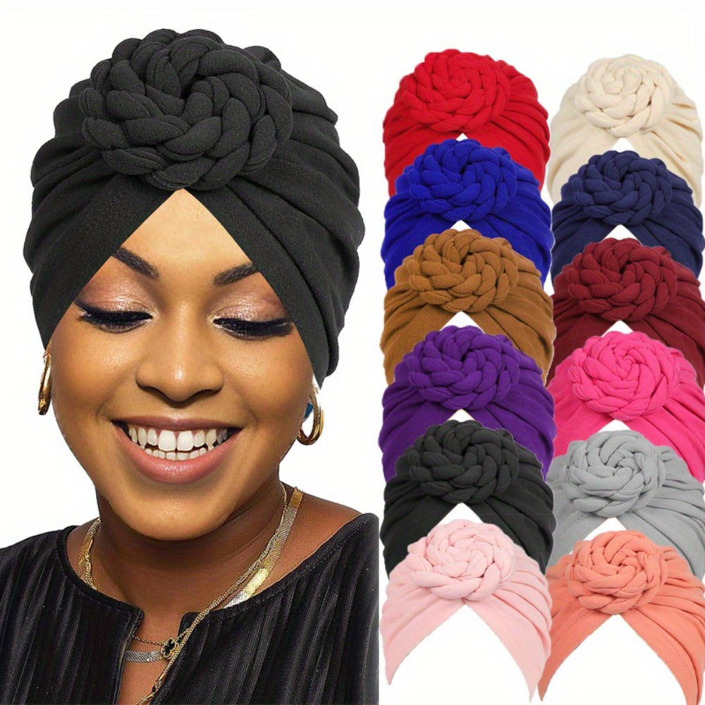 Boho Turban Headbands for Women 5 Pack – African Indian Style Twisted Knot Knit Hair Wrap Hat Retro Ethnic Fashion Head Scarf