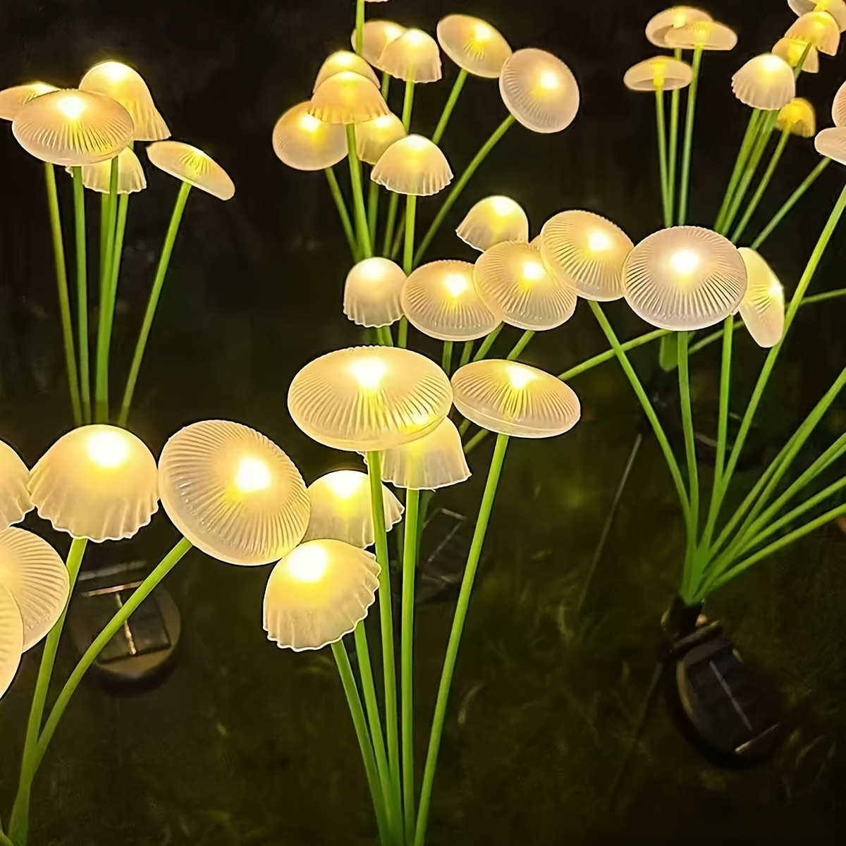 Solar Garden Lights IP65 Mushroom Path Stakes with Warm White 32-LED 4-Pack or 64-LED 8-Pack — image 10
