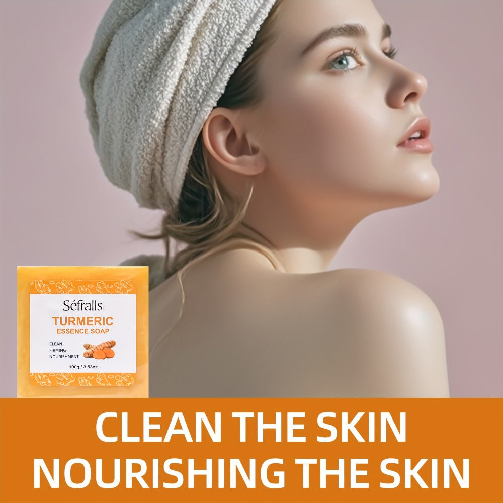 Turmeric Skincare Set 3 Pcs – Turmeric Face Cream, Facial Soap & Essential Oil Kit for Deep Pore Cleansing, Brightening & Moi