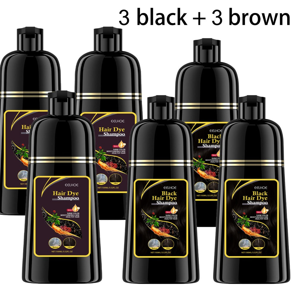 Hair Color Shampoo, EELHOE 3-in-1 Six-Bottle 3.38oz Set in Black, Brown or Mixed Color Packs — image 7