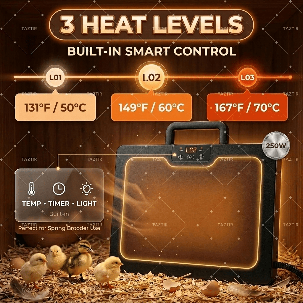Brooder Heater, Chick Duck Quail 3 Heat Levels Timer Digital Display for Garden, Patio and Yard Use — image 4