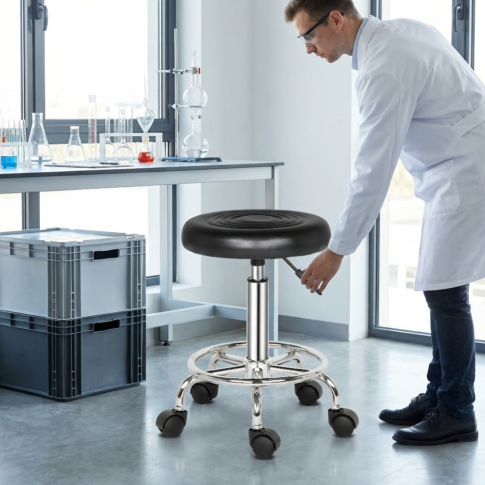 360 Swivel Bar Stool with Footrest Round Cushioned Sponge Seat Chrome Base Counter Stool Kitchen Island Home — image 10