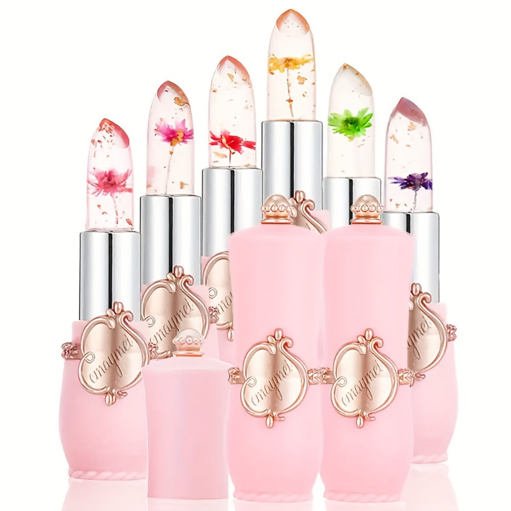 Lipstick Set, emaymei 6-Piece Transparent Flower-Core Jelly Collection in Ornate Pink Cases — image 7