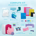 Kids Sewing Kit for Beginners 7 Felt Craft Projects, Pre-Punched Holes Safe Needles Mini Pillow Keychain Card Holder Cup Slee