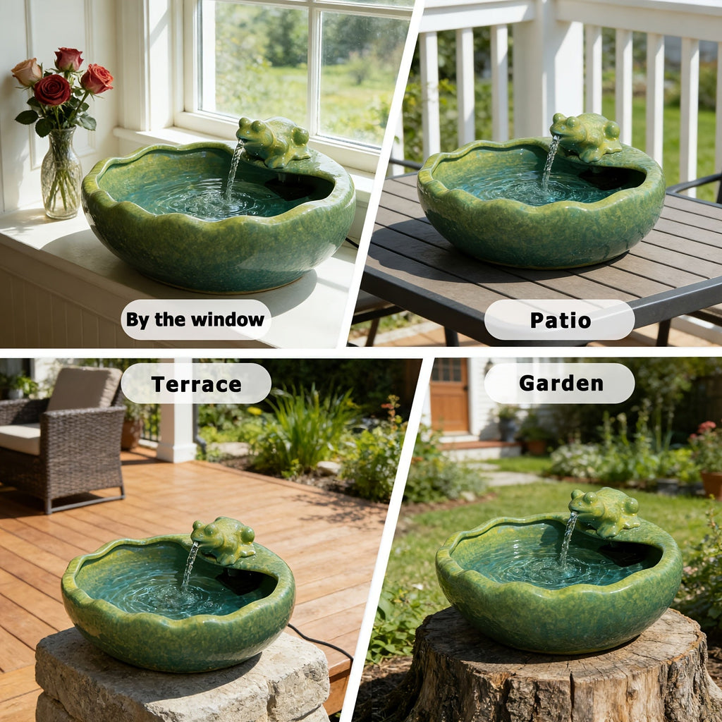 Ceramic Solar Fountain with Battery Backup for Garden, Pathway and Patio Lighting, with the Listed Configuration — image 2