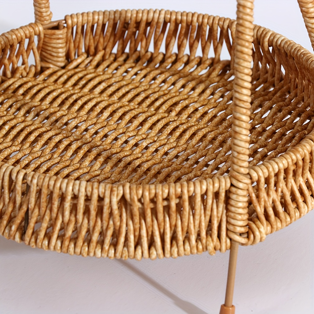 Wire Frame Storage Basket with Imitation Rattan Weave and Iron Structure, 8.66 x 7.87 x 7.87 Inch — image 7