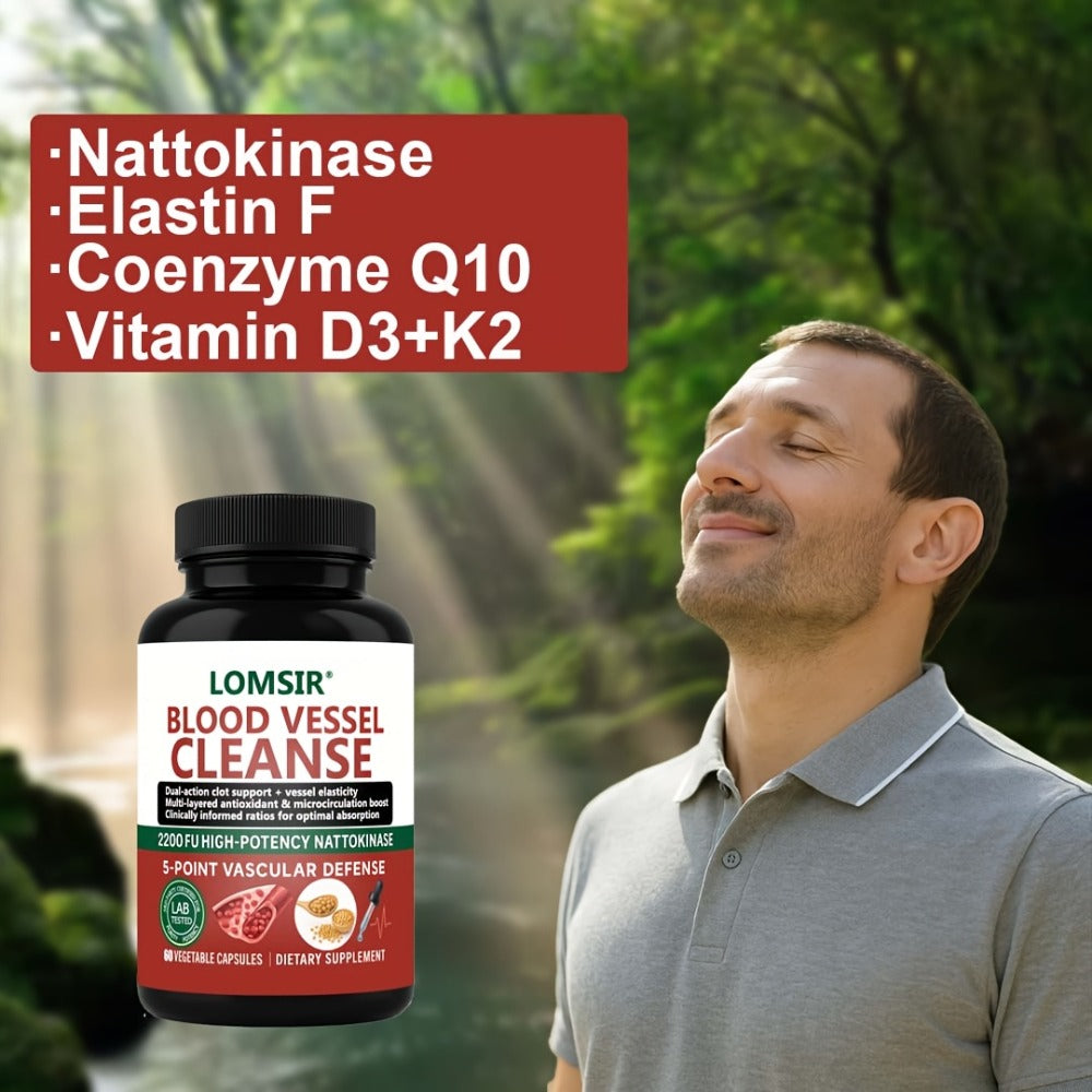 Blood Circulation Supplement Nattokinase with Gamma Oryzanol, Natural Enzyme Formula for Blood Vessel Cleanse — image 6