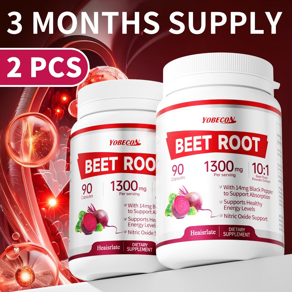 Beet Root Capsules 1300mg High Strength Vegetarian - Natural Nitric Oxide, Blood Flow for Bath Time, Home Spa and Personal Ca