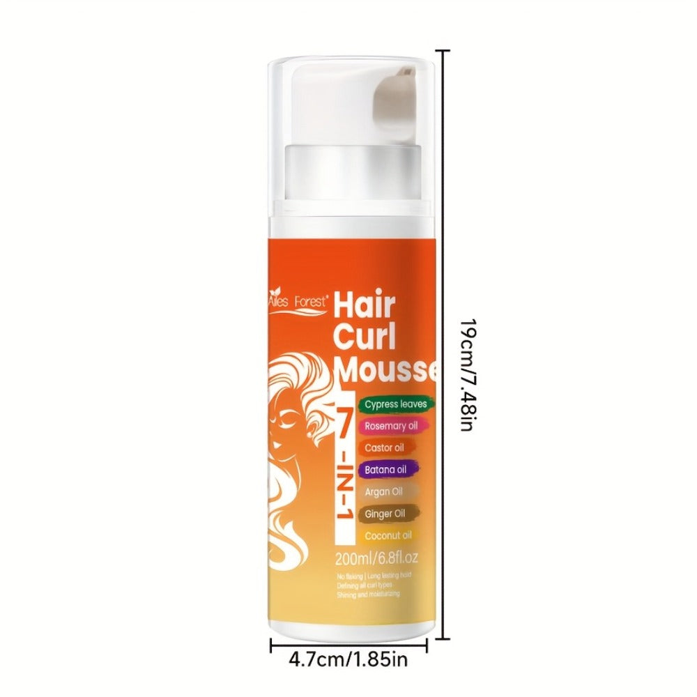 7-in-1 Natural Oil Curl Mousse Long-Lasting Hold Deep Moisturizing Rosemary Castor Coconut Oil – Smoothing Frizz-Free Curl De
