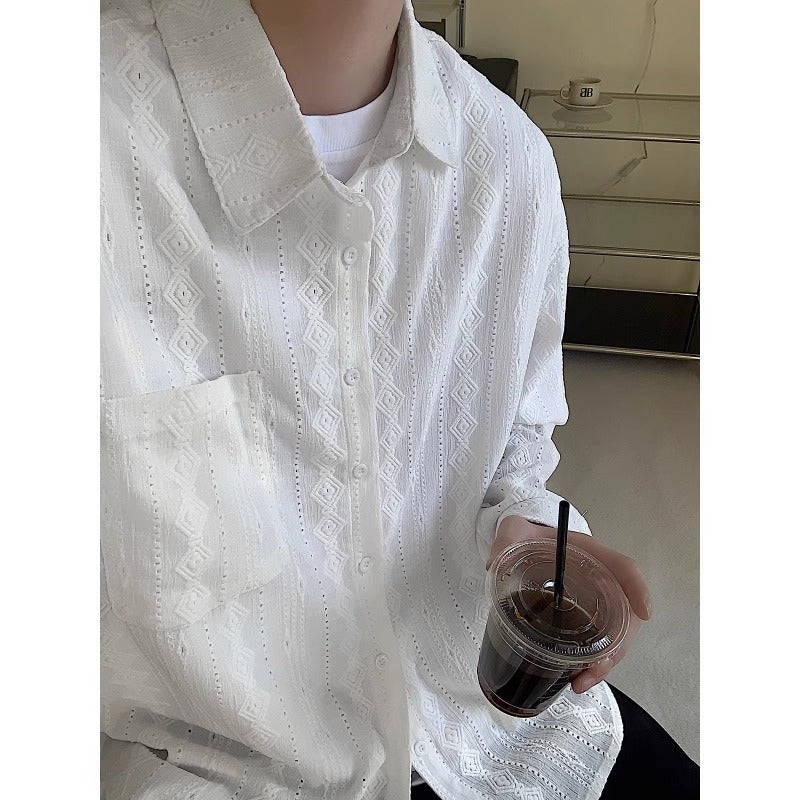 Mens HollowedOut Jacquard Shirt