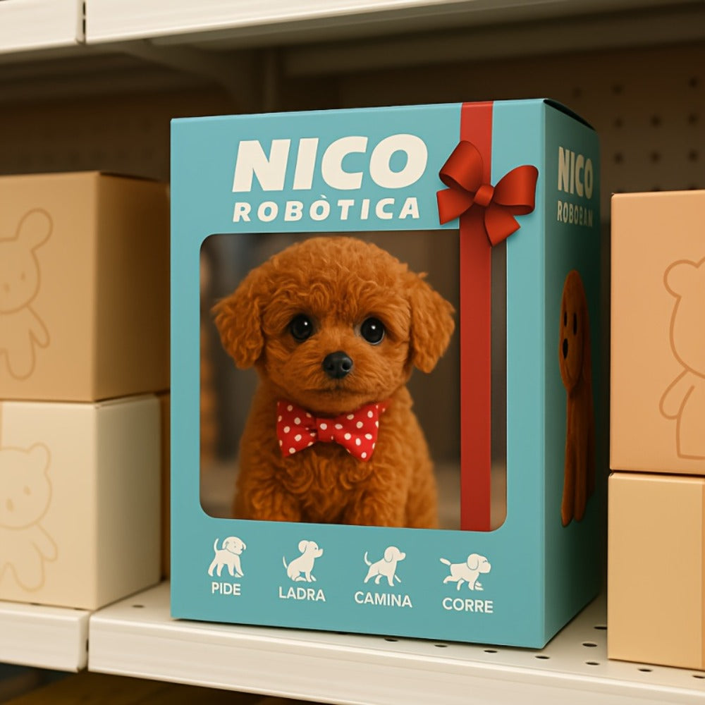 Electronic Plush Puppy Toy Walks Barks Wags Tail, Realistic Robotic Teddy Poodle Dog Stuffed Animal with Gift Box for Kids To