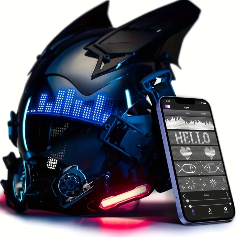 LED Wireless Cyberpunk Mask Light Up, Remote Control Sci-Fi Face Mask for Halloween, Bar Club Rave Party — image 1