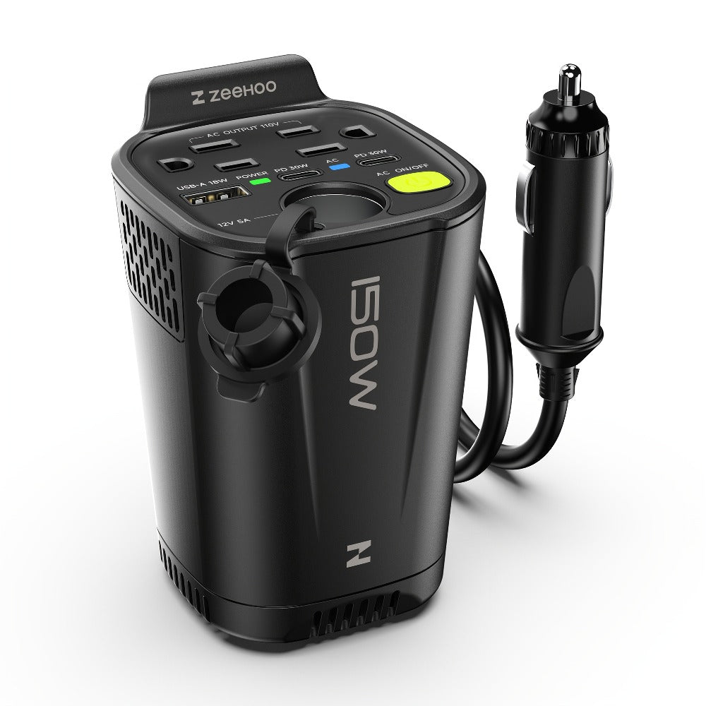 Car Power Inverter with Two 110V AC Outlets and USB-C Ports for Vehicles — image 1