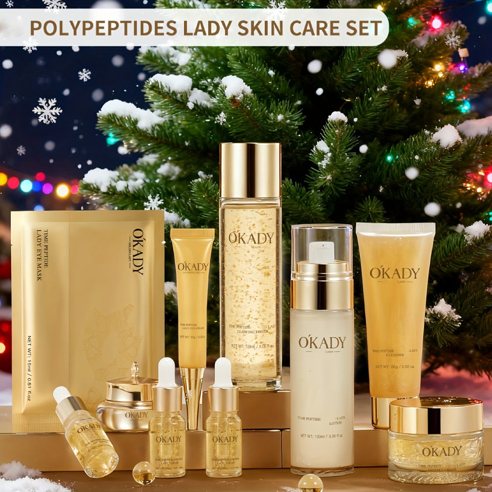 Skin Care Set for Women 24K Gold Polypeptide Complete Day & Night Routine Peptide Face Care Kit All Skin Types Luxury Gift Se