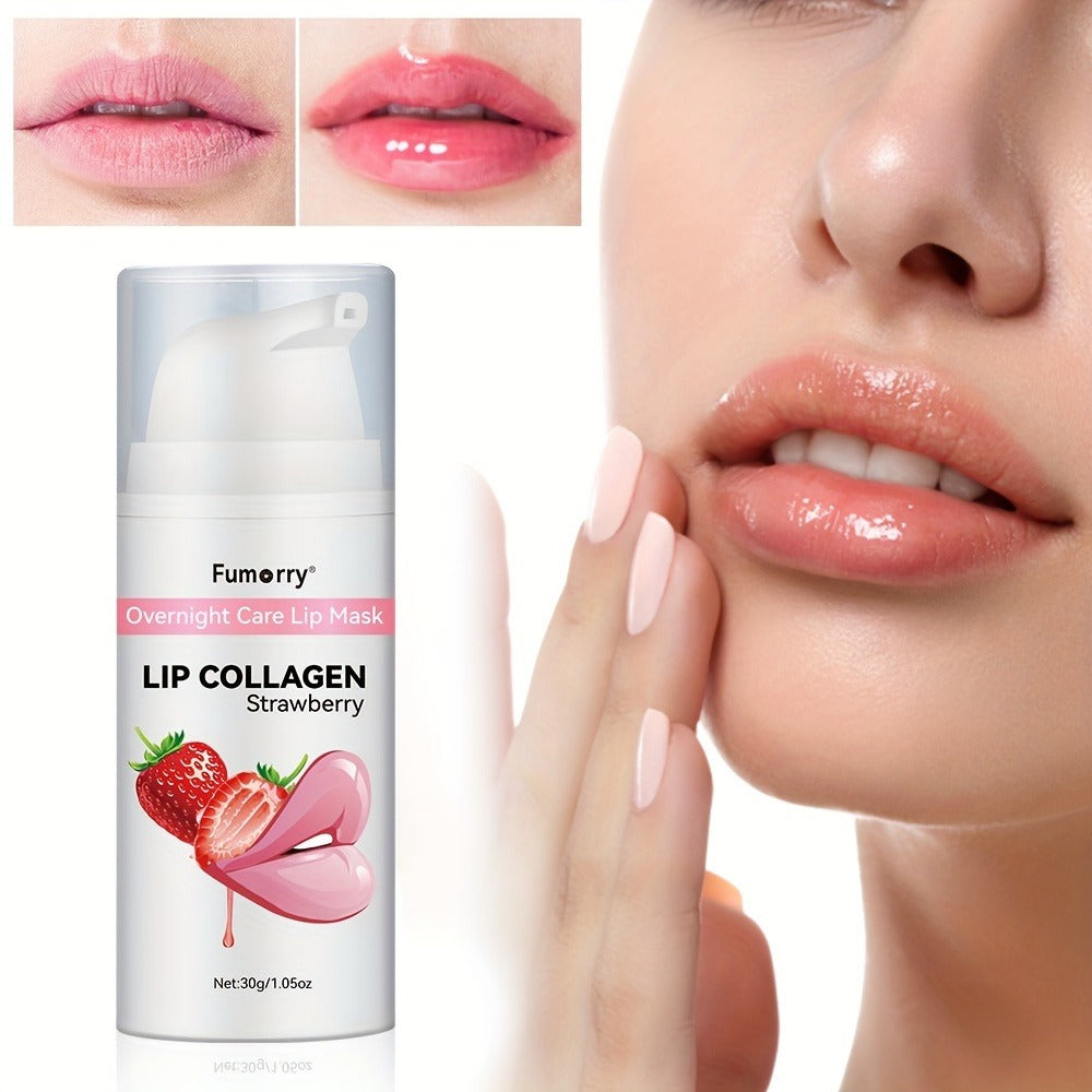 30g / 1.05oz Fumerry Lip Collagen Strawberry-Labeled Pump Bottle with Pink Applicator and 9.7cm Height — image 4