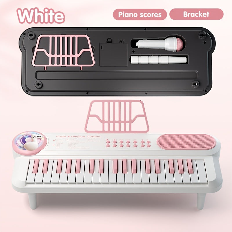 Kids Electronic Keyboard Piano Toy 37-Key White, Multi-Function Beginner Musical Instrument with Microphone — image 8