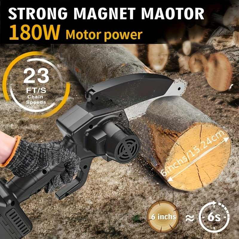 Electric Mini Chainsaw 6-Inch with Debris Guard & Toolbox - Cordless Handheld Pruning Saw with Safety Lock — image 10