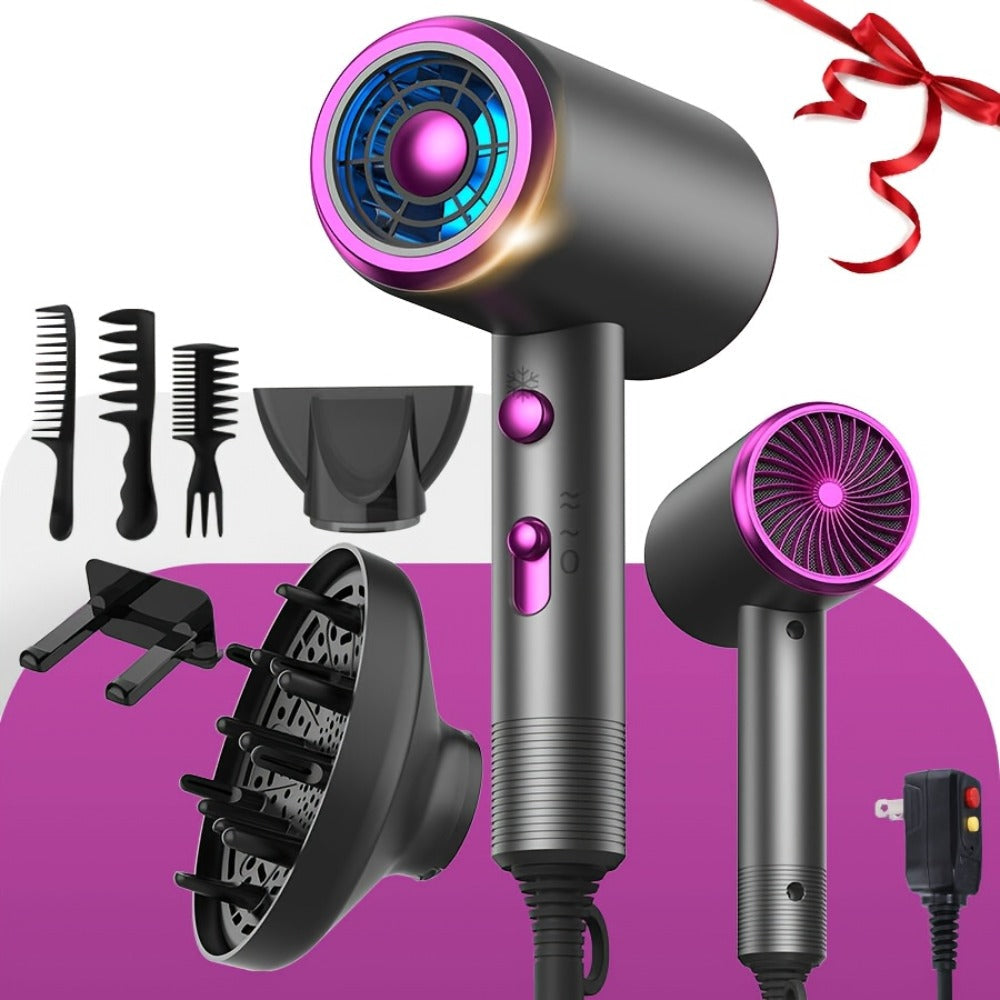 Ionic Hair Dryer 1600W with Diffuser Concentrator Nozzle 2 Speed 3 Heat Settings Cool Shot, for Home, Travel and Salon Hair S