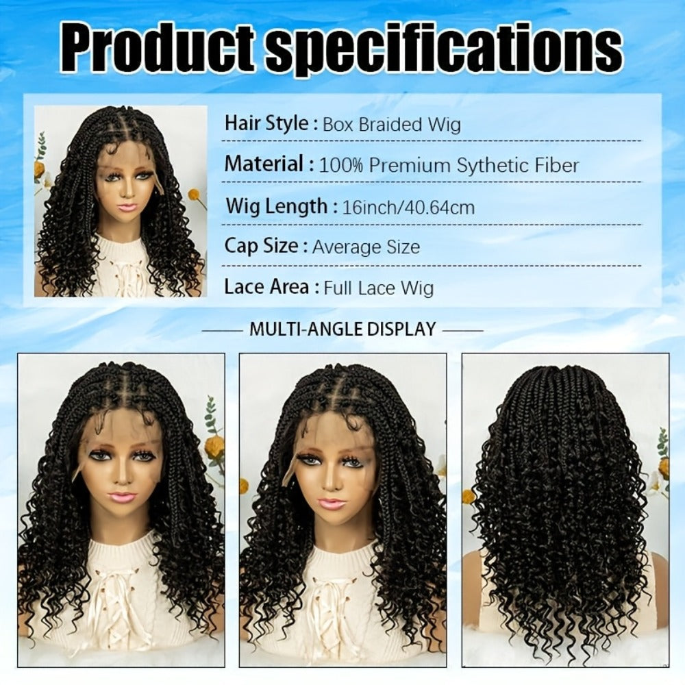 Goddess Square-Braid Wig with Curly Ends in 14- or 16-Inch Lengths and Black, Burgundy or Brown Colors — image 22