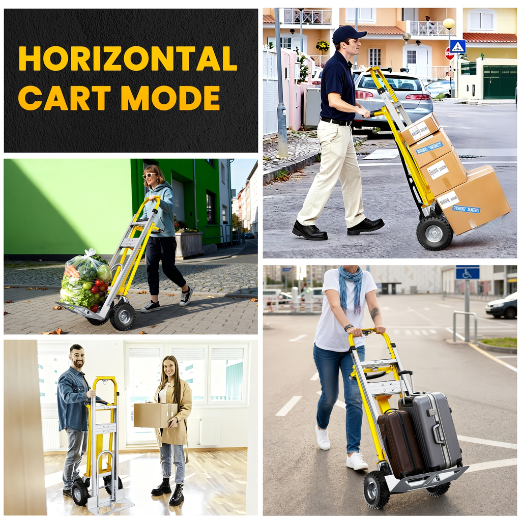 Hand Truck 3-in-1 Aluminum Convertible Dolly, 800-Industrial Utility Trolley with Folding Design for Moving — image 9