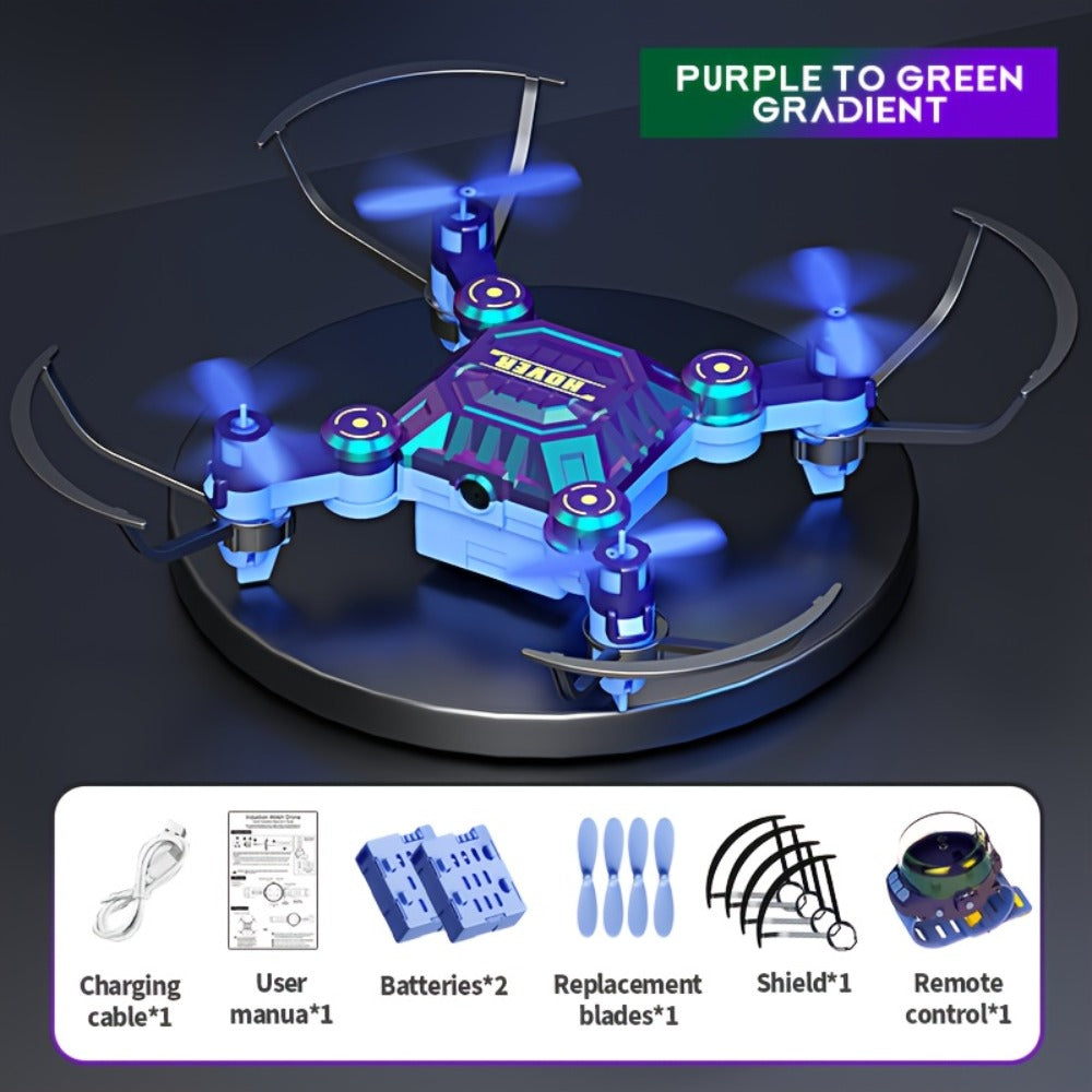 Watch-Controlled Mini RC Drone with Two Rechargeable Batteries in Blue, Green or Black for Indoor Flight — image 3