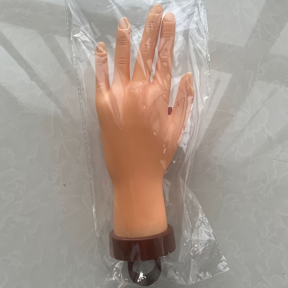 Bendable Nail Practice Hand with Stand – Reusable Mannequin Hand for Acrylic Gel Nail Training, Includes Fake Nail Tips & Nai