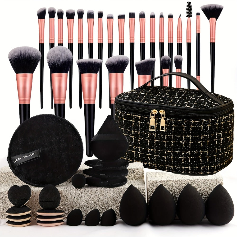 Makeup Brush Set, 41- or 47-Piece Synthetic Bristle Collection with Face Brushes, Eye Brushes, Sponges and Storage Bag — imag