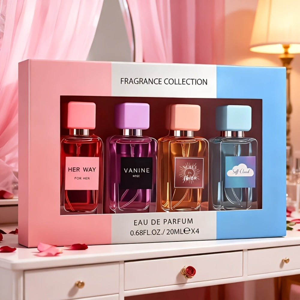Perfume Gift Set Aroma Allure Four 20ml Eau de Parfum Sprays in Pink Blue Windowed Box for Women — image 3