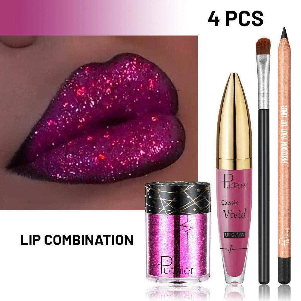 Four-Piece Glitter Lip Art Set with Loose Glitter Pot, Color Tube, Liner Pencil and Applicator Brush — image 5