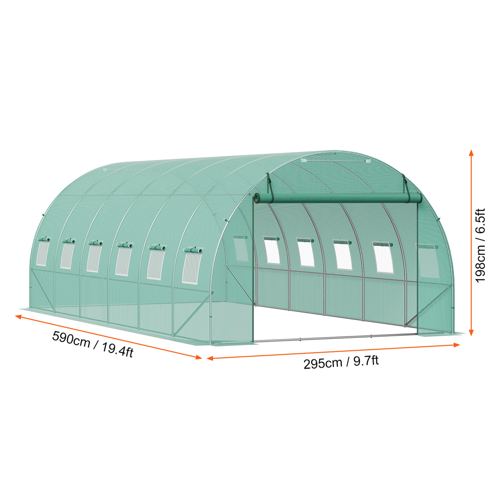 10- to 20-Foot Tunnel Greenhouse with Green Cover, Roll-Up Door and Size-Specific Vent Windows — image 18