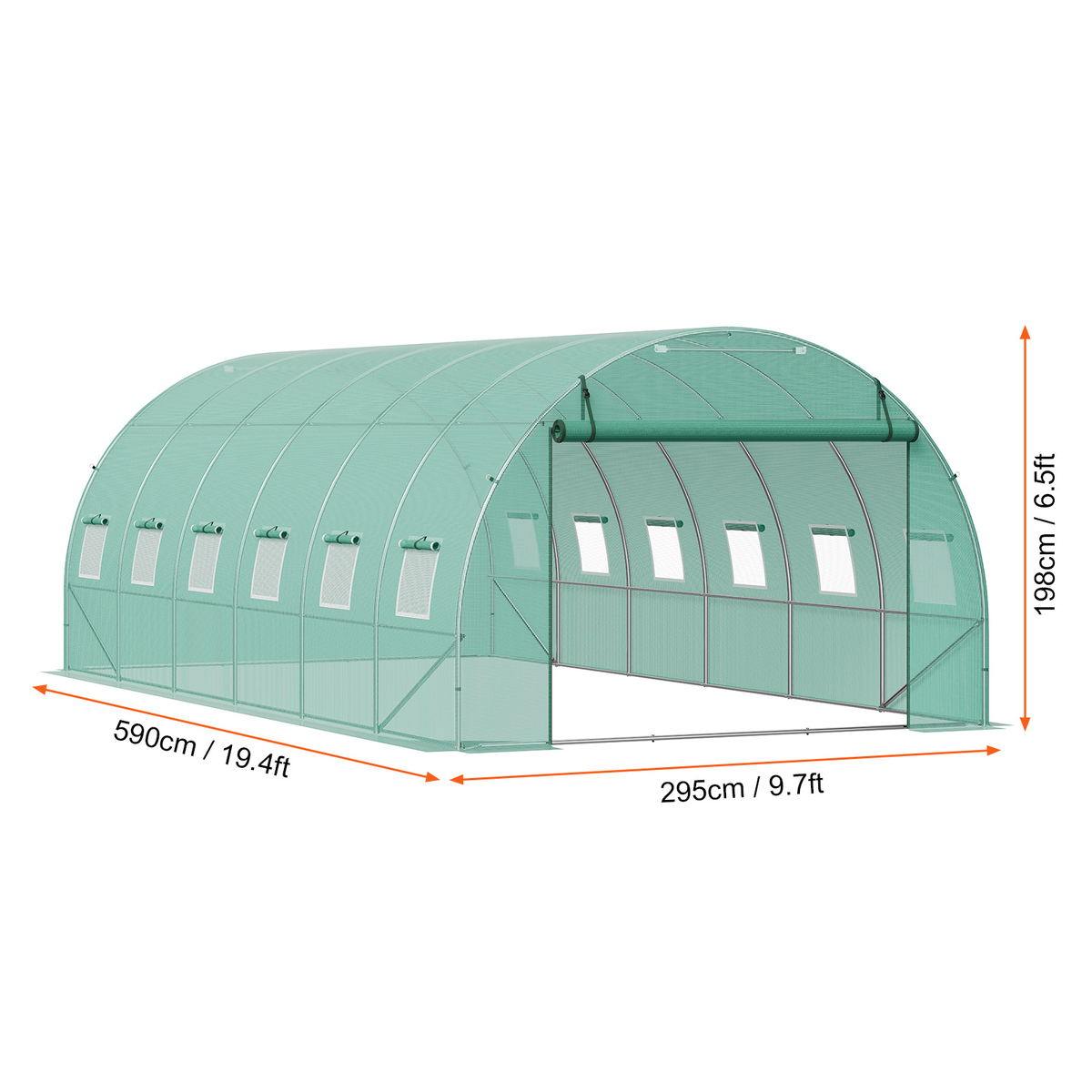 10- to 20-Foot Tunnel Greenhouse with Green Cover, Roll-Up Door and Size-Specific Vent Windows — image 18