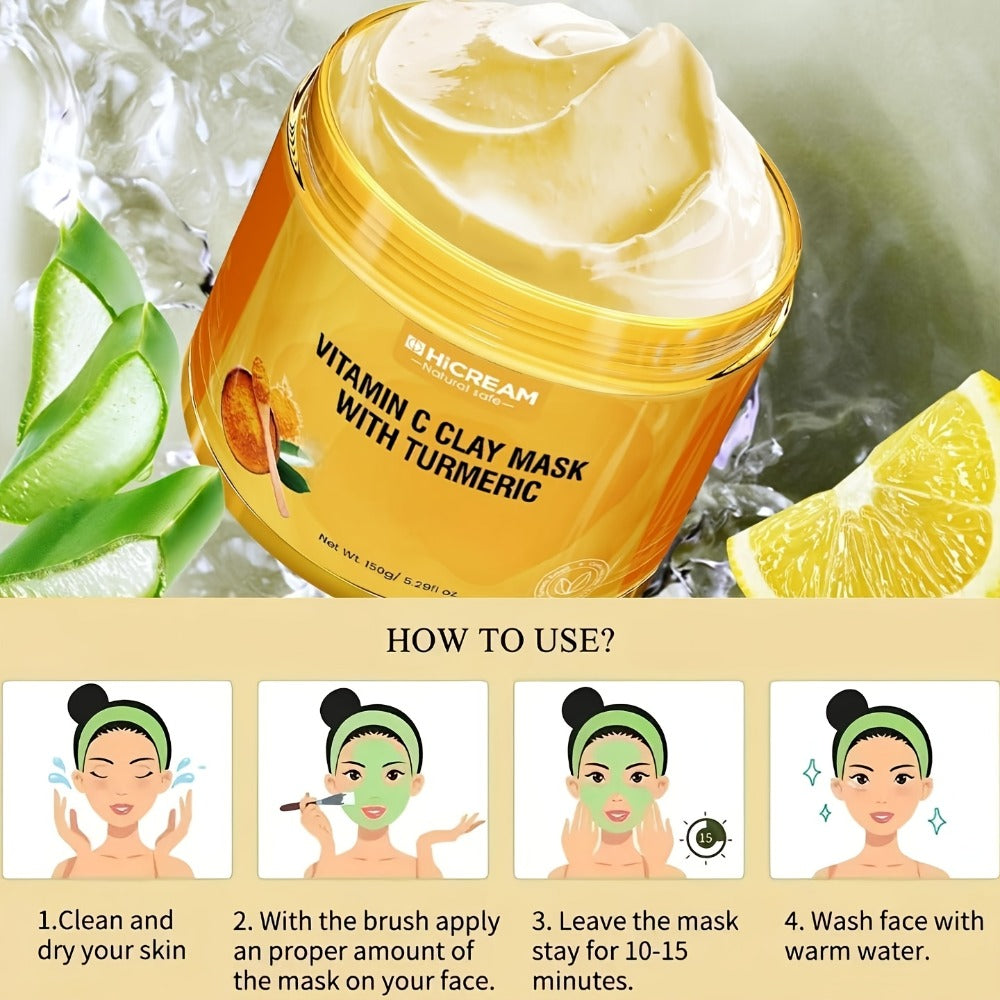 Vitamin C & Turmeric Clay Face Mask 5.29oz / 150g for Bath Time, Home Spa and Personal Care — image 5