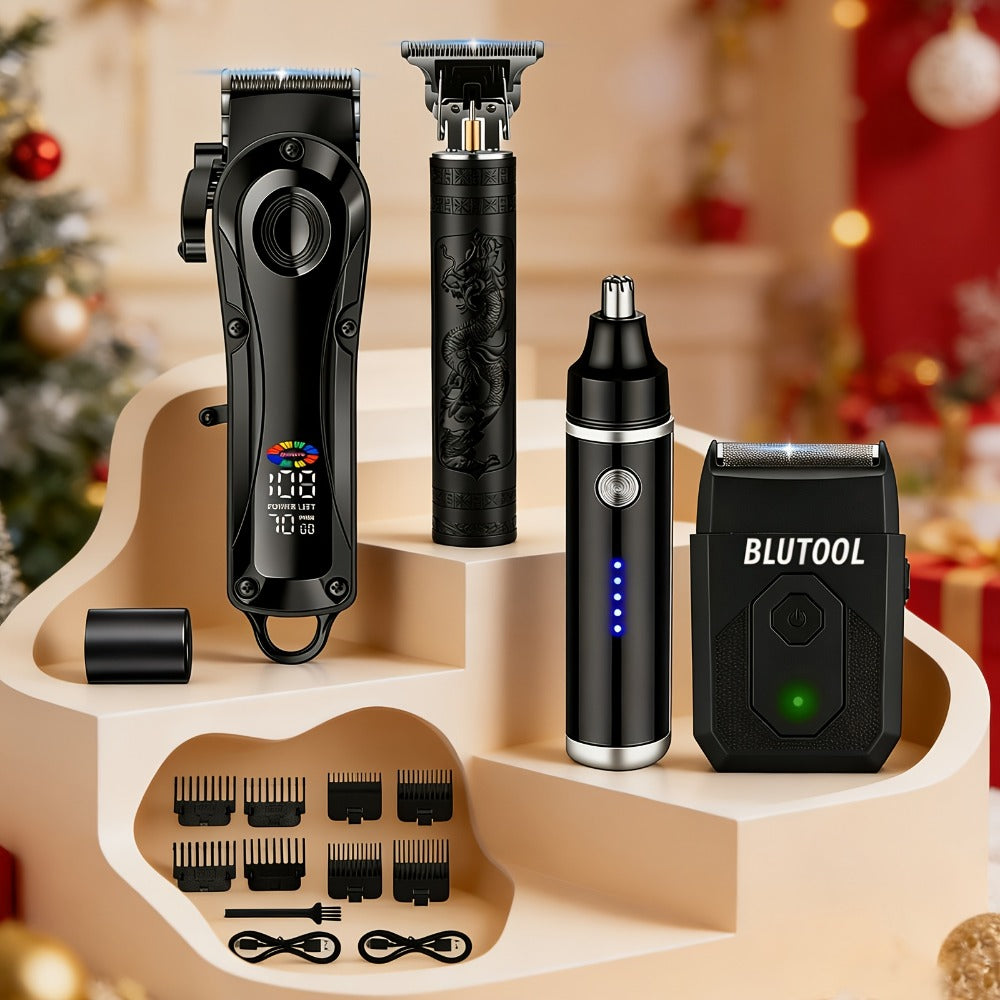 Hair Clipper & Trimmer Set 4-Piece for Men – Professional Barber Kit with Nose Trimmer, Detail Trimmer, Guide Comb — image 5
