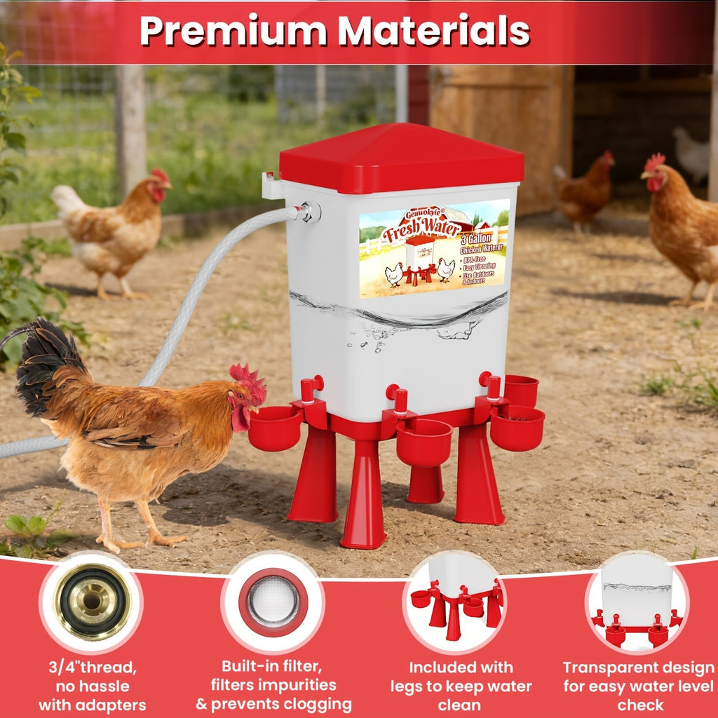 Chicken Waterer, Float Valve Hose Connect Continuous Auto Chick Duck for Garden, Patio and Yard Use — image 4