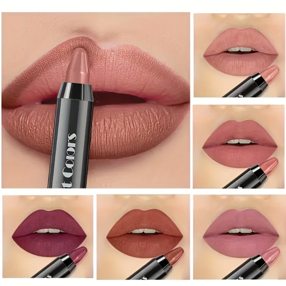 Lipstick Set, Fit Colors 6-Piece Velvet Matte Crayon Collection with Nude, Mauve and Berry Shades — image 8