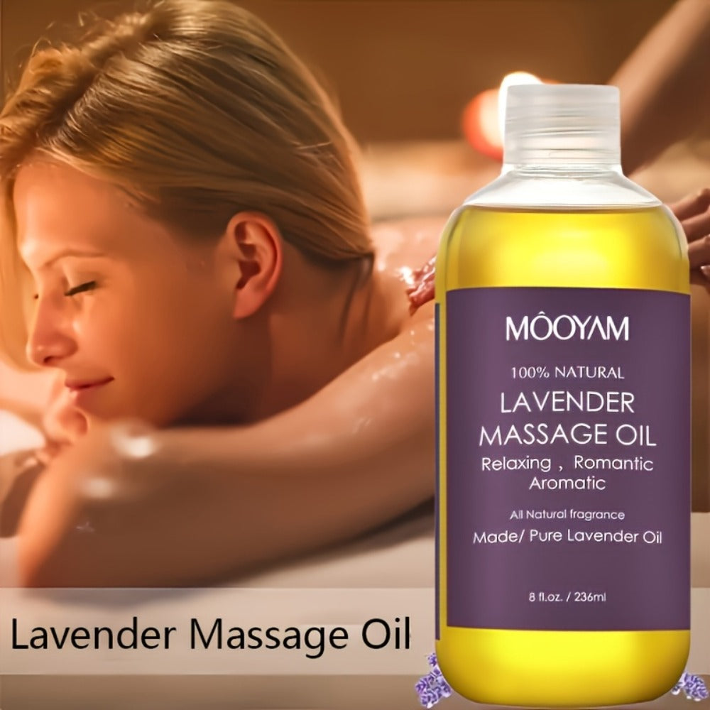 Lavender-Labeled Massage Oil in One or Three 236 ml Bottles with Pour Caps for Body-Care Routines — image 4