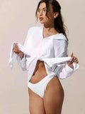 Button Down Hooded Cover-Up - V.I.P Digital Presence