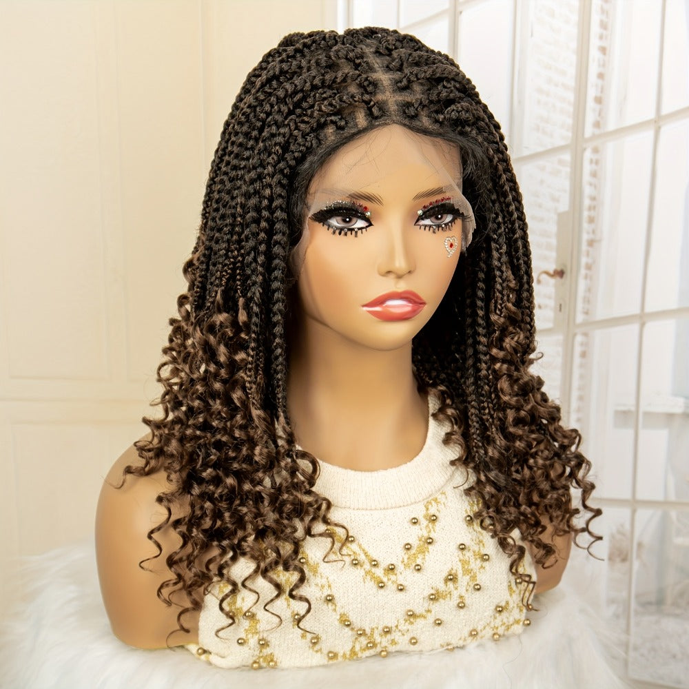 Goddess Square-Braid Wig with Curly Ends in 14- or 16-Inch Lengths and Black, Burgundy or Brown Colors — image 11
