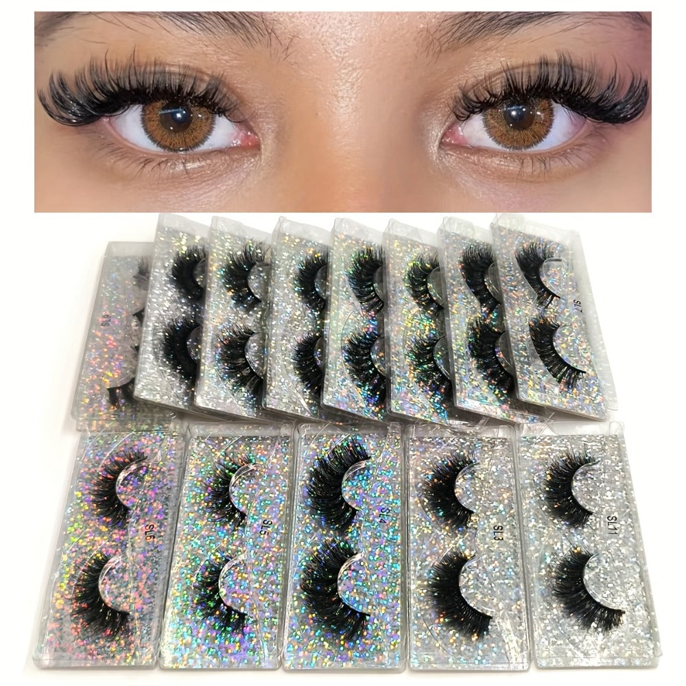 DD Curl False Eyelashes Multipack with 20 Pairs across Five Mixed Styles in Glitter-Top Round Cases — image 5