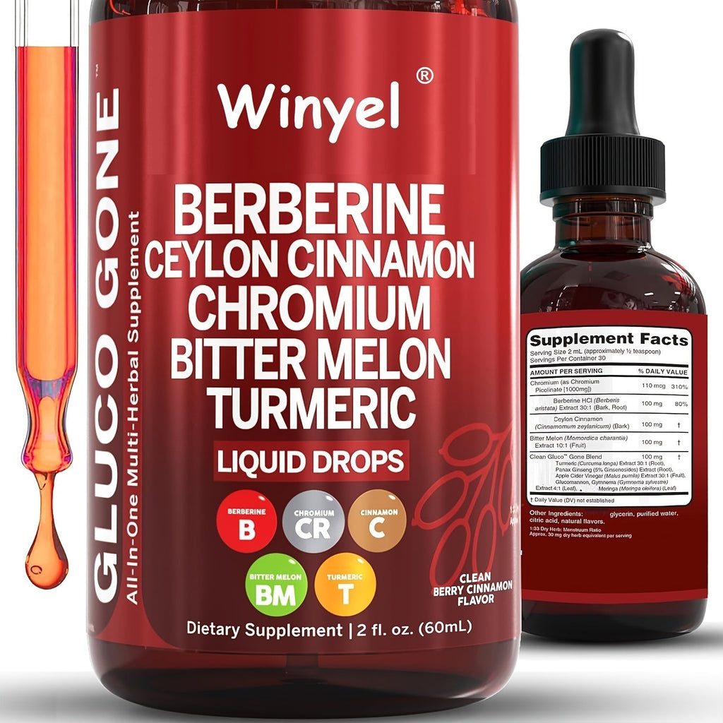 Blood Sugar Support Liquid Drops with Ceylon Cinnamon Berberine Bitter Melon Gymnema Chromium Turmeric Panax Ginseng — image 