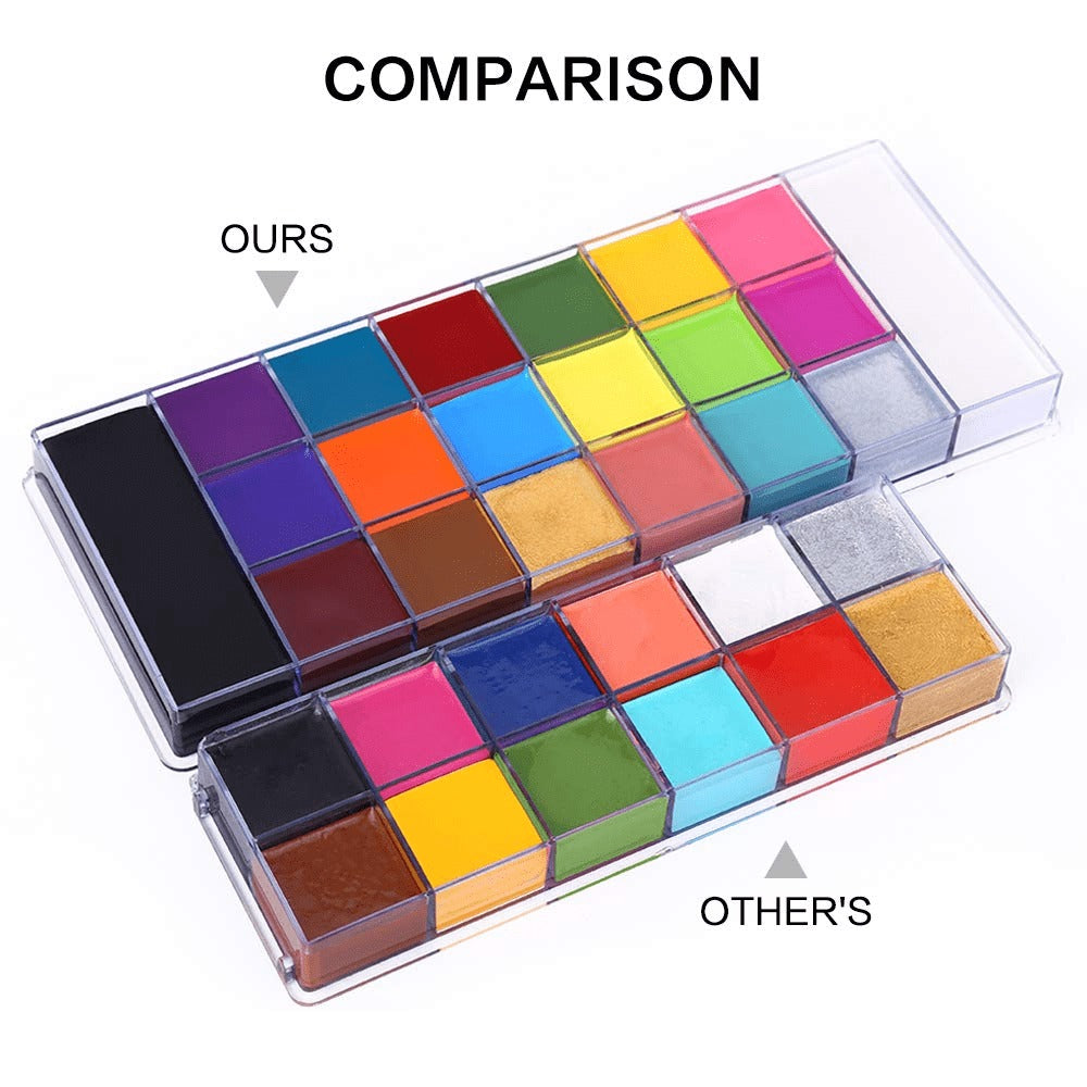 Oil-Based Face Body Paint Palette 20 Colors 168g – Halloween SFX Makeup Kit Black White Flash Tattoo Cosplay — image 8