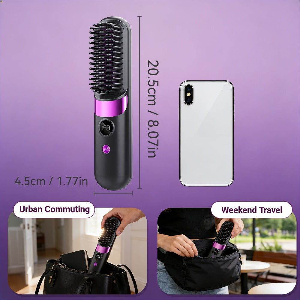Ionic Hair Straightener Brush USB-C Rechargeable 3-in-1 Straightener Curler Styler, Adjustable Temperature — image 5
