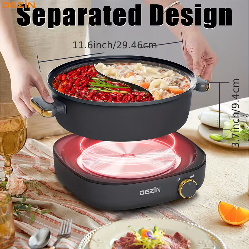1.06-Gallon Dual-Temp Electric Hot Pot with Divider