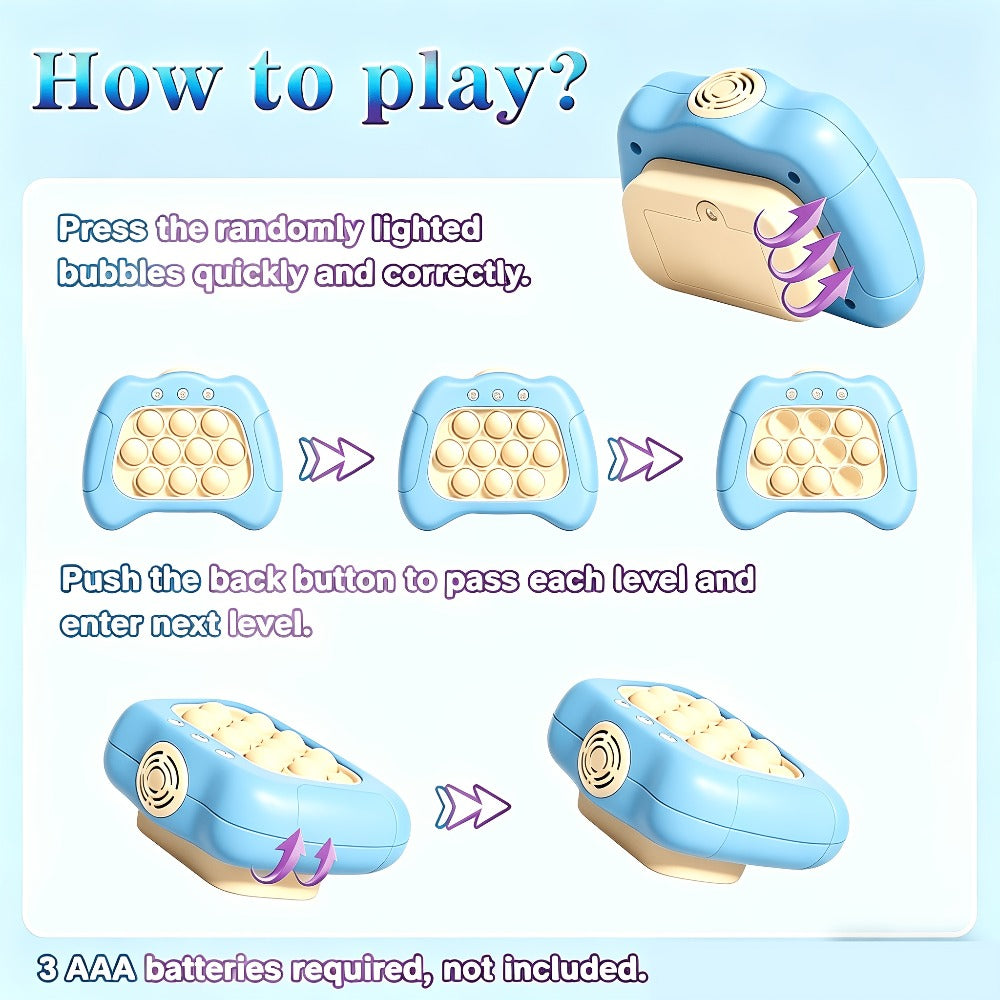 Blue Quick-Push Electronic Memory Game with Ten Pop Buttons, Four Pictured Modes and Back Controls — image 8