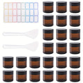 Brown Frosted Glass Jars with Lids 24 Pack – 2 oz Amber Glass Cosmetic Containers with Spoons & Labels, Non-Slip Base — image