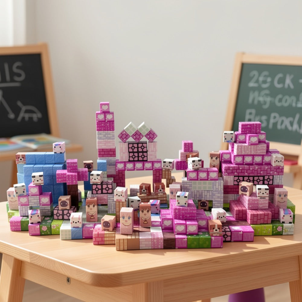Pink Forest Park Magnetic Building Blocks 100 Piece STEM Set with the Listed Color, Size or Set Options for Everyday Use — im